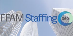 skyscrapers with FFAM Staffing 360 logo